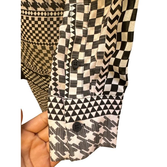 NWT Le Superbe Black & White Checked Silk Button-up Dress Size 6 - Picture 5 of 8